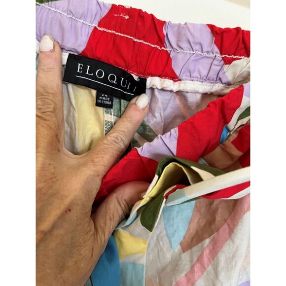 Eloquii Womens Skirt 24 Cotton Abstract Print Flouncy Boho Artsy Resort - Picture 5 of 8